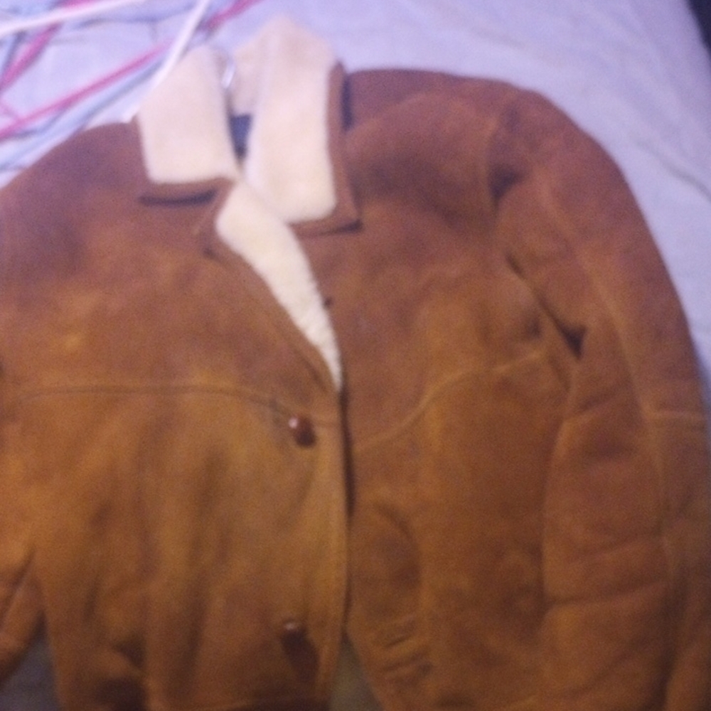 Men's Tan Shearling Bomber Jacket